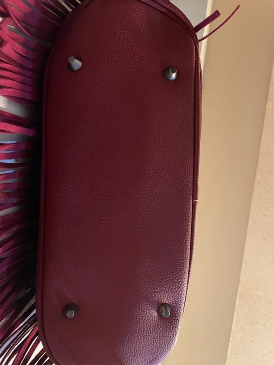 Montana West Red Leather Fringe Backpack with Turquoise Accent and Studs - Picture 7 of 9